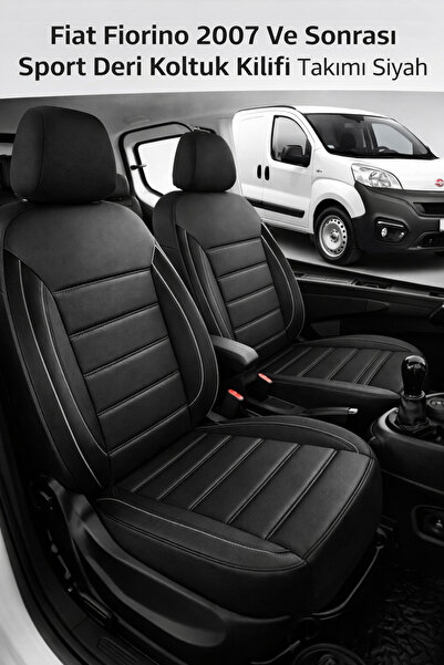TROBUS Fiat Fiorino 2007 Ve Sonrası Sport Deri Koltuk Kılıfı Takımı Siyah