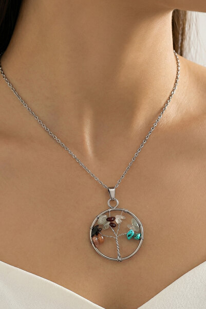 Taş Sandığı Capricorn Zodiac Tree of Life Necklace - Stainless Steel