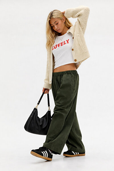 september island Kayle Khaki Balloon Oversized Waist Adjustable Pants
