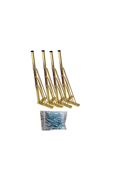 Rihan Mobilya 4'lü Metal Mobilya Ayağı Gold 30 cm Sehpa Puf Koltuk Ayağı Vida...