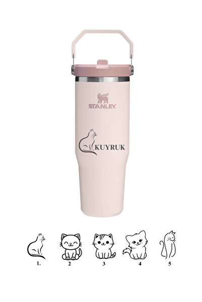 Stanley Kişiselleştirilmiş The Iceflow Flip Straw Pipetli Termos 0,89 L Pembe...