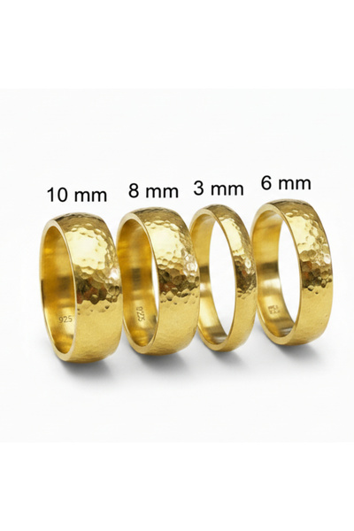 makeitbylove Sultan 3 mm Çekiç Dokulu Elişi Dövme Klasik Bombe Alyans 925 güm...