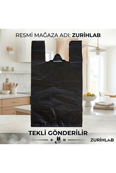 ZURIHLAB Büyük Boy Siyah Renk Hışır Atlet Poşet - Tekli Gönderilir (1Adet) - ...