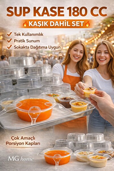 VENON KAŞIK DAHİL ❤️ 100 Takım Sup Kase 180 Cc KAPAKSIZ ❤️ Tek Kullanımlık Ta...