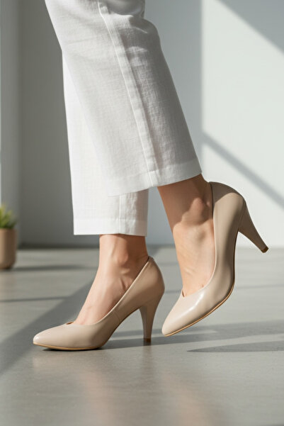 TUNAELLİ حذاء نسائي من الجلد الطبيعي الطبيعي بكعب رفيع مقاس 35-41