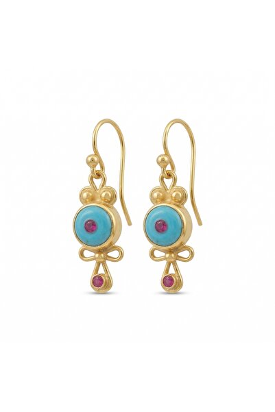 makeitbylove Sultan Turkuaz Red Topaz El Yapımı Küpe, Zarafet ve Saflığın Sem...