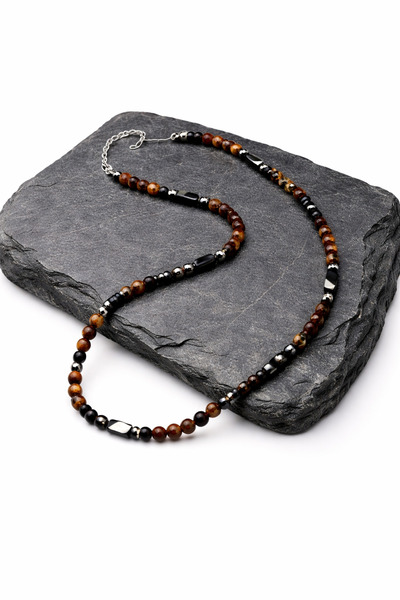 OutfitModa Colier Bărbați Hematit și Ochi de Tigru – Stil Elegant, Accesoriu ...