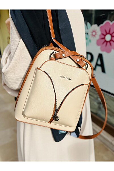 Çanta Trend Rucsac de damă cu două compartimente, geantă sport, culoare nisip...