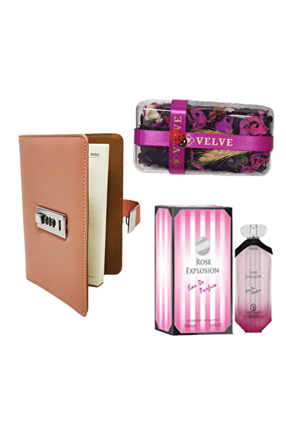 velve Pachet TravelHome pentru femei, agenda din piele ecologica cu cod, Parf...