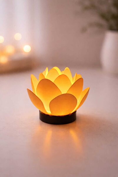 ASYDESIGN Tealight Mumluk Çiçek Dekorlu Ledli Pilli 1 Adet