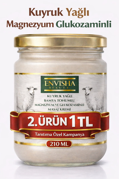 Envisha Beauty Magnezyum Glukozaminli Kuyruk Yağlı Ve Bamya Tohumlu Masaj Kre...