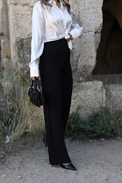 bytugcekaya Μαύρο φλατ ύφασμα Palazzo