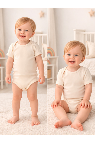 Bulut Anne ve Çocuk Kısa kollu Bebek Çocuk %100 pamuklu Çıtçıtlı Body renkli ...
