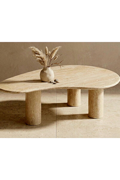 niza dekorasyon DOĞAL TRAVERTEN SİLİNDİR AYAK ORTA SEHPA