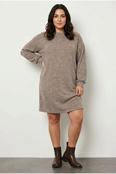 Stil Diva Сукня великих розмірів з довгими рукавами та круглим вирізом, м'яка...