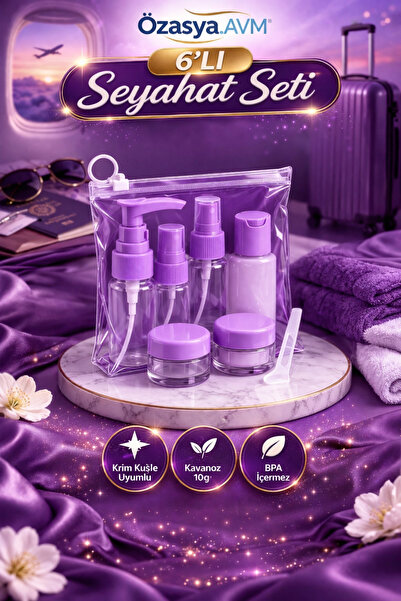 Özasya AVM 6 Parça Renkli Kapaklı Seyahat İçin Boş Şişe Seti