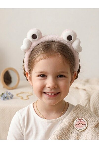 Sweet twins accessories Παιδική Κορώνα με Καρδιές και Βατραχομάτια, Ροζ Λούτρ...