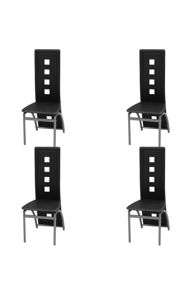 Concept Scaune de bucătărie, 4 buc., negru, piele ecologică