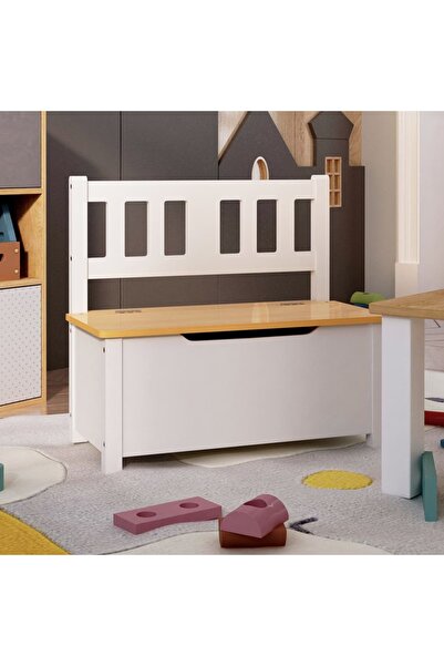 Concept Bancă de depozitare pentru copii, alb/bej, 60x30x55 cm, MDF