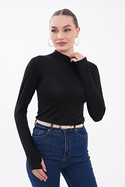bykombincim %100 VİSKON KUMAŞ Kadın Parmak Detaylı Body 4'LÜ SİYAH-BEYAZ-KAHVE-BEJ KOMBİN her gün farklı tarz