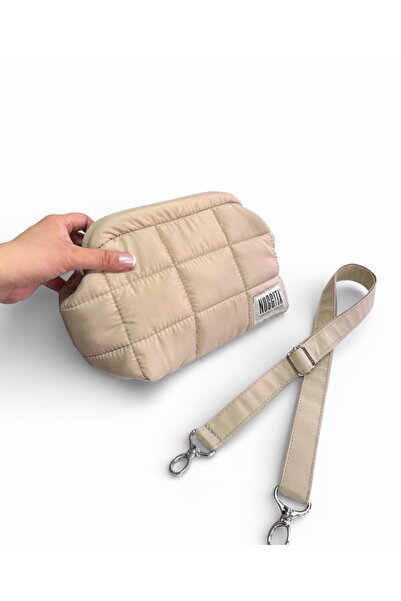 Nuggita Τσάντα χειρός/ώμου Ecru Puffer Gizli Burslu Clutch