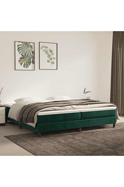 Concept Pat box spring cu saltea, verde închis, 200x200 cm, catifea