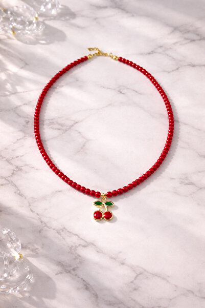 Helen Atelier Mon Chéri - Doğal Taş Kırmızı Kuvars Kiraz Kolye 4mm