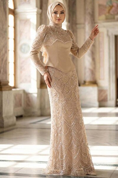 Olcay Çıkabilir Pelerin Detaylı Saten ve Tül Kombinli Exclusive Tesettür Abiy...