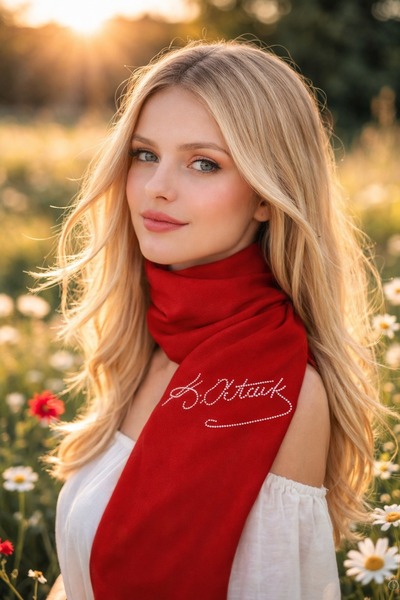 sema aksesuar Red Stone Embroidered Ataturk Signed Long Scarf - Show April 23...