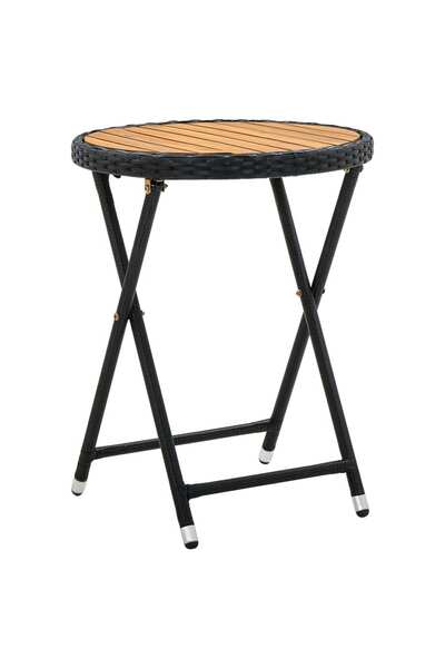 Concept Masă de ceai, negru, 60 cm, poliratan și lemn masiv de acacia