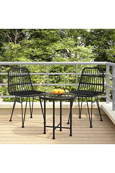 Concept Scaune de grădină 2 buc., negru, 48x62x84 cm, ratan PE