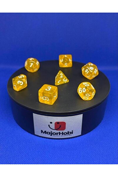 Le Majeur DND FRP 7’li Zar Seti – Şeffaf Koyu Sarı Dungeons & Dragons Masaüst...