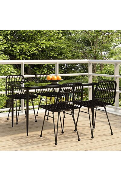 Concept Set mobilier de grădină, 5 piese, negru, poliratan