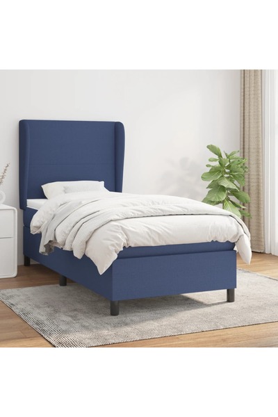 Concept Pat box spring cu saltea, albastru, 90x190 cm, textil