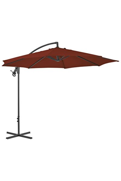 Concept Umbrelă suspendată cu stâlp din oțel, cărămiziu, 300 cm
