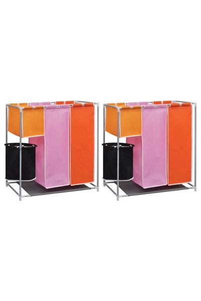 Concept Coșuri sortare rufe cu 3 secțiuni 2 buc. cu coș rufe de spălat