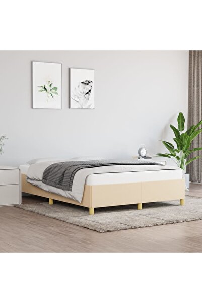 Concept Cadru de pat, crem, 140 x 200 cm, material textil