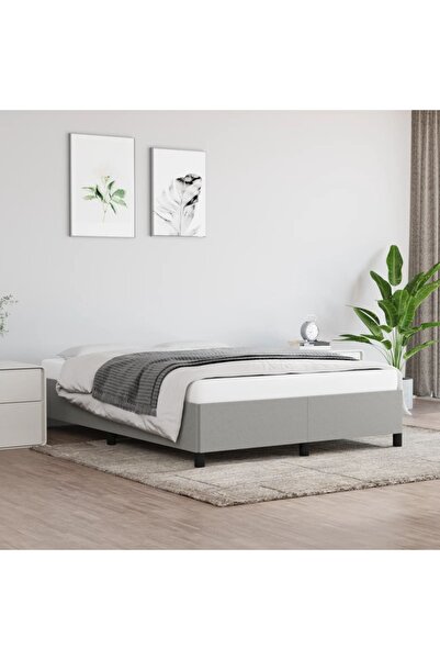 Concept Cadru de pat, gri deschis, 140x200 cm, material textil