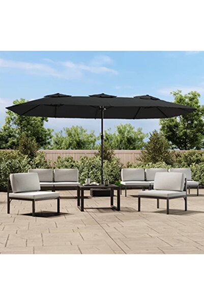 Concept Umbrelă de soare cu două capete, negru, 449x245 cm