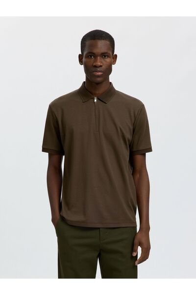 SELECTED Polohemd aus Strick Zipper