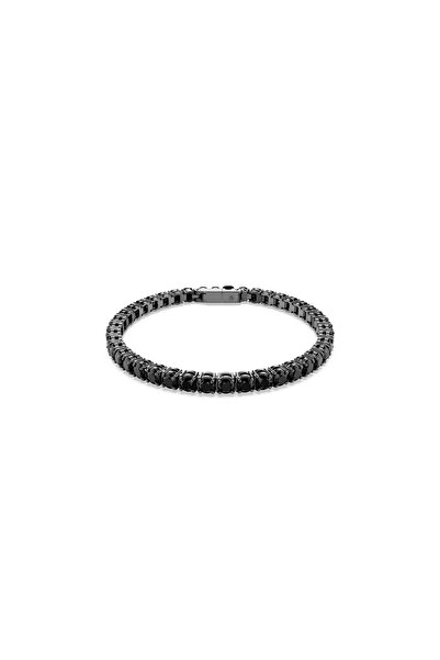 Swarovski Matrix Tennis bileklik, Yuvarlak kesim, Siyah, Rutenyum kaplama