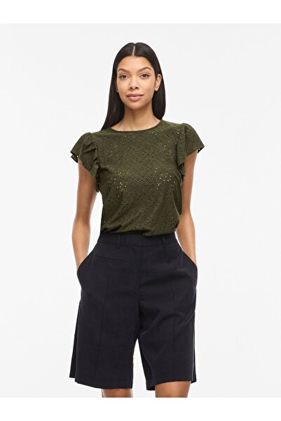 VILA Oberteil mit kurzen Ärmeln VIKAWA Rundhals