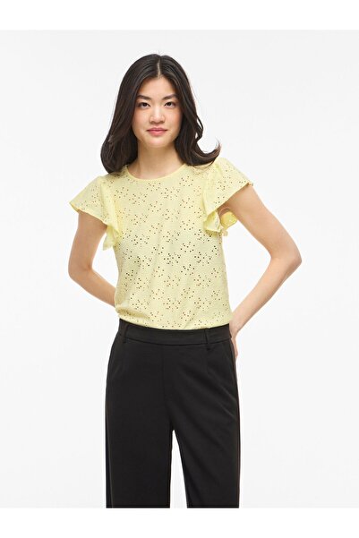 VILA Oberteil mit kurzen Ärmeln VIKAWA Rundhals