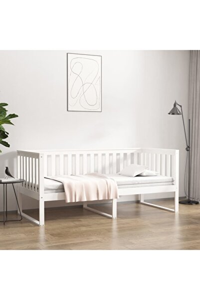 Concept Pat de zi, alb, 90x200 cm, lemn masiv de pin