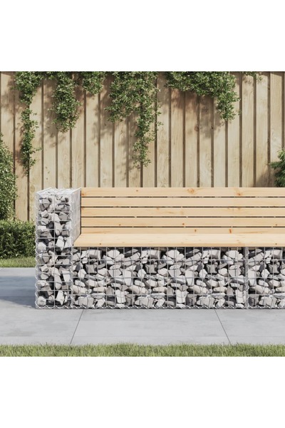 Concept Bancă de grădină design gabion, 122x71x65,5 cm, lemn masiv pin