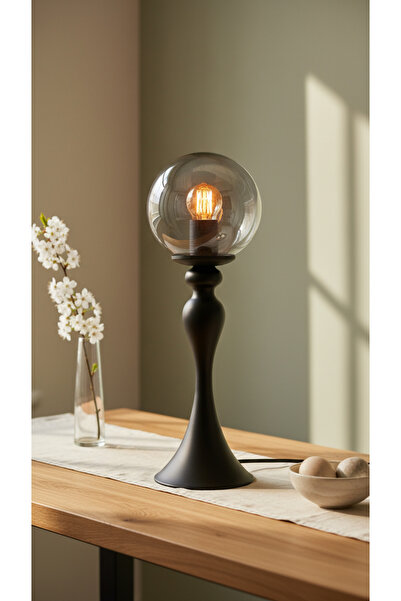 Decodelight مصباح طاولة موديل Şahmeran باللون الأسود مقاس 15 سم بأرجل معدنية ...
