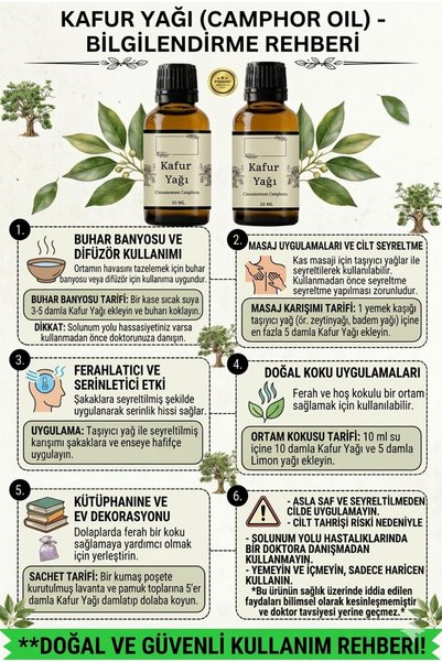 Antik Şifa 100% Pure Camphor Essential Oil - Undiluted (2 x 10 ml)