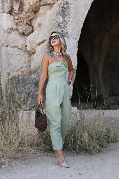 bytugcekaya Haki Straplez Fermuar Detay Tulum