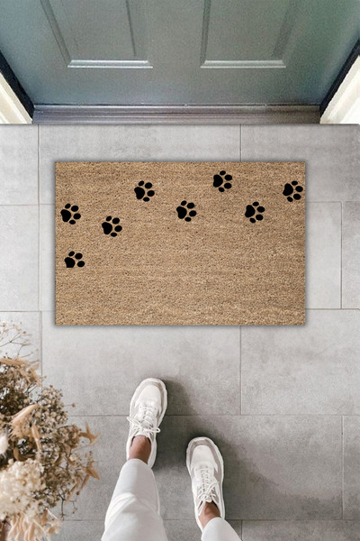 Dormot Home Dijital Baskı Seri Kalitesi Kahverengi Patili Dekoratif Kapı Paspası