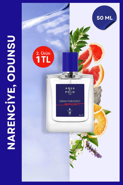 Aqua Di Polo 1987 Gran Paradiso Sport 50 ml Edp Citrus, Woody Herrenparfüm Ap...